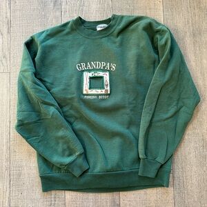 Vintage fishing photo insert sweater size L